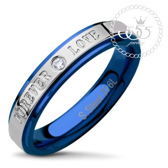 555jewelry แหวนผู้ชาย ผู้หญิง แหวนเรียบ สลักคำ Forever Love รุ่น AZR-R002-E (สี สตีล/น้ำเงิน) 555jewelry แหวนผู้ชาย ผู้หญิง แหวนเรียบ สลักคำ Forever Love รุ่น AZR-R002-E (สี สตีล/น้ำเงิน)