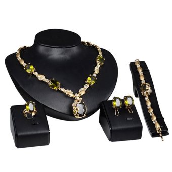 Sanwood ทุย Zirconia แหวนสร้อยข้อมือสร้อยคอต่างหูจี้เซ็ตสำหรับงานแต่งงานสีเขียว Sanwood ทุย Zirconia แหวนสร้อยข้อมือสร้อยคอต่างหูจี้เซ็ตสำหรับงานแต่งงานสีเขียว