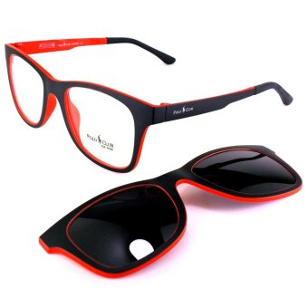 KOREA แว่นตา รุ่น POLO P-011 สีดำตัดแดง มีคลิปแม่เหล็ก เลนส์กันแดด + เบาและยืดหยุ่นสูง KOREA แว่นตา รุ่น POLO P-011 สีดำตัดแดง มีคลิปแม่เหล็ก เลนส์กันแดด + เบาและยืดหยุ่นสูง