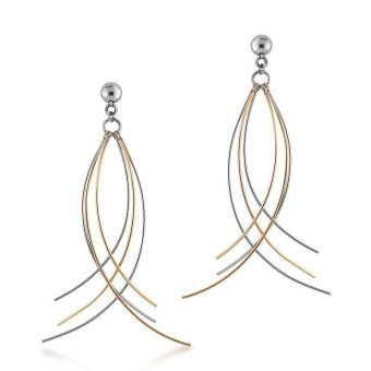 555jewelry ต่างหูสแตนเลสตีลแบบแป้นเสียบ เส้นเล็ก รุ่น MNC-ER025-C1 - Steel/Pink Gold 555jewelry ต่างหูสแตนเลสตีลแบบแป้นเสียบ เส้นเล็ก รุ่น MNC-ER025-C1 - Steel/Pink Gold
