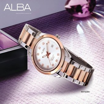 ALBA นาฬิกาข้อมือผู้หญิง สีเงิน/ทองชมพู รุ่น AH7G20X1 ALBA นาฬิกาข้อมือผู้หญิง สีเงิน/ทองชมพู รุ่น AH7G20X1