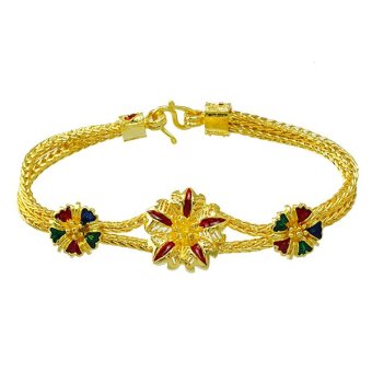 Tfine สร้อยข้อมือดอกไม้ฉลุลงสีสุโขทัย7นิ้ว Tfine สร้อยข้อมือดอกไม้ฉลุลงสีสุโขทัย7นิ้ว