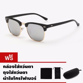 CAZP Sunglasses แว่นกันแดด Classic Clubmaster Style รุ่น 3016 Polarized กรอบดำ/เลนส์ปรอทสีเงิน (Black Gold/Mirror Silver) สวมใส่ได้ทั้งชายและหญิง 51mm CAZP Sunglasses แว่นกันแดด Classic Clubmaster Style รุ่น 3016 Polarized กรอบดำ/เลนส์ปรอทสีเงิน (Black Gold/Mirror Silver) สวมใส่ได้ทั้งชายและหญิง 51mm