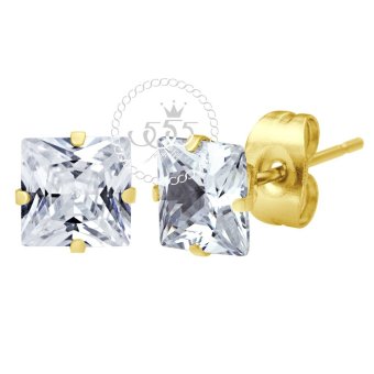 555jewelry ต่างหู สแตนเลสสตีล - ต่างหูก้านเสียบ CZ สีเหลี่ยมสวยงาม (สี - ทอง/CZ ขาว) รุ่น MNC-ER446-B 555jewelry ต่างหู สแตนเลสสตีล - ต่างหูก้านเสียบ CZ สีเหลี่ยมสวยงาม (สี - ทอง/CZ ขาว) รุ่น MNC-ER446-B