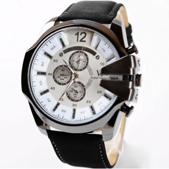 MEGA Luxury Quartz Waterproof Leather Watchband Outdoor Fashion Analog Wristwatch หรูหรานาฬิกาข้อมือ สายหนัง กันน้ำ รุ่น MG0018 (White/Black) MEGA Luxury Quartz Waterproof Leather Watchband Outdoor Fashion Analog Wristwatch หรูหรานาฬิกาข้อมือ สายหนัง กันน้ำ รุ่น MG0018 (White/Black)