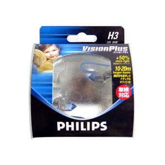 PHILIPS หลอดไฟหน้า H3(VISION PLUS) 12V 55W 1 คู่ PHILIPS หลอดไฟหน้า H3(VISION PLUS) 12V 55W 1 คู่
