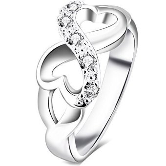 สตรี 925 สเตอร์ลิงเงินกาไหล่ลูกบาศก์ Zirconia แหวนแต่งงานไร้สัญลักษณ์หัวใจแซดสาย สตรี 925 สเตอร์ลิงเงินกาไหล่ลูกบาศก์ Zirconia แหวนแต่งงานไร้สัญลักษณ์หัวใจแซดสาย