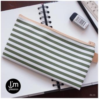 I'mpressionBag กระเป๋าใส่ดินสอ ทรงแบน ซิปรูด ลายทาง แถบเล็ก (ขาวเขียว, white green) I'mpressionBag กระเป๋าใส่ดินสอ ทรงแบน ซิปรูด ลายทาง แถบเล็ก (ขาวเขียว, white green)