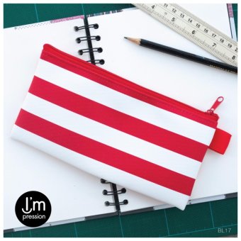 I'mpressionBag กระเป๋าใส่ดินสอ pencilbag ทรงแบน ซิปรูด ลายทาง แถบใหญ่ (ขาวแดง white red) I'mpressionBag กระเป๋าใส่ดินสอ pencilbag ทรงแบน ซิปรูด ลายทาง แถบใหญ่ (ขาวแดง white red)