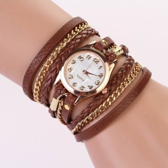 สร้อยข้อมือกำไลสายหนังนาฬิกาไขลานนาฬิกาข้อมือตอกหมุดสีน้ำตาล สร้อยข้อมือกำไลสายหนังนาฬิกาไขลานนาฬิกาข้อมือตอกหมุดสีน้ำตาล