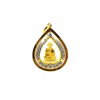 จี้สมเด็จโตทรงหยอดน้ำองค์กลางบนและล่างฝังเพชรสวิส กรอบทองเรียบห่วงกลม(Gold) จี้สมเด็จโตทรงหยอดน้ำองค์กลางบนและล่างฝังเพชรสวิส กรอบทองเรียบห่วงกลม(Gold)