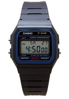 Casio Standard นาฬิกาข้อมือผู้ชาย สีดำ สายเรซิ่น รุ่น F-91W-1D Casio Standard นาฬิกาข้อมือผู้ชาย สีดำ สายเรซิ่น รุ่น F-91W-1D