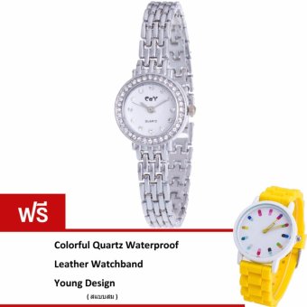 MEGA Luxury Fashion Popular Lady Watch Chain Watchband หรูหราแฟชั่นนาฬิกาข้อมือผู้หญิง สายหนังนาฬิกาโซ่ รุ่น MG0025 (Silver)(ฟรี Colorful Quartz Waterproof Silicon Strap Young Fashion Watch)(Silver) MEGA Luxury Fashion Popular Lady Watch Chain Watchband หรูหราแฟชั่นนาฬิกาข้อมือผู้หญิง สายหนังนาฬิกาโซ่ รุ่น MG0025 (Silver)(ฟรี Colorful Quartz Waterproof Silicon Strap Young Fashion Watch)(Silver)
