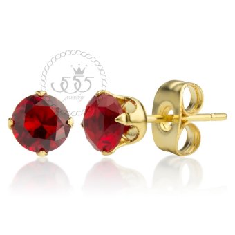 555jewelry ต่างหู สแตนเลสสตีล - ต่างหูก้านเสียบ CZ กลมสวยงาม (สี - ทอง/CZ แดง) รุ่น MNC-ER430-B3 555jewelry ต่างหู สแตนเลสสตีล - ต่างหูก้านเสียบ CZ กลมสวยงาม (สี - ทอง/CZ แดง) รุ่น MNC-ER430-B3