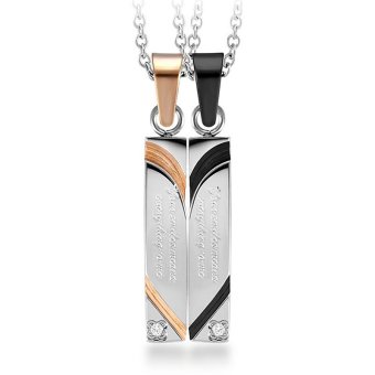 555jewelry Stainless Steel 316L จี้คู่รักดีไซน์สวยงาม พร้อมสร้อยฟรี2เส้น (Black-Pink Gold) 555jewelry Stainless Steel 316L จี้คู่รักดีไซน์สวยงาม พร้อมสร้อยฟรี2เส้น (Black-Pink Gold)