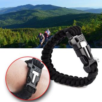 Elit สายรัดข้อมือ เอาตัวรอด เชือกรัดข้อมือ สำหรับเดินป่า PARACORD พร้อมแท่งจุดไฟ+นกหวีด (Black) Elit สายรัดข้อมือ เอาตัวรอด เชือกรัดข้อมือ สำหรับเดินป่า PARACORD พร้อมแท่งจุดไฟ+นกหวีด (Black)