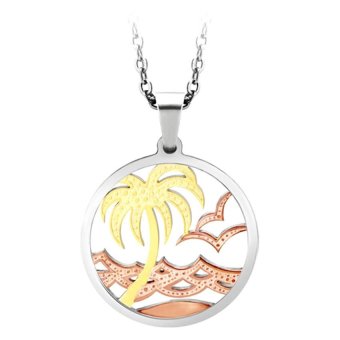 555jewelry จี้วงกลม ฉลุลายด้านในเป็นรูปต้นมะพร้าวและทะเล รุ่น MNC-P519-B - Yellow Gold/Pink Gold 555jewelry จี้วงกลม ฉลุลายด้านในเป็นรูปต้นมะพร้าวและทะเล รุ่น MNC-P519-B - Yellow Gold/Pink Gold