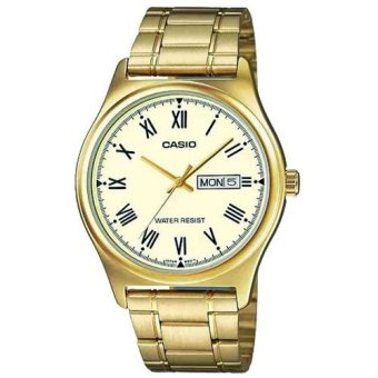 Casio Standard นาฬิกาข้อมือผู้ชาย สีทอง สายสแตนเลส รุ่น MTP-V006G-9BUDF Casio Standard นาฬิกาข้อมือผู้ชาย สีทอง สายสแตนเลส รุ่น MTP-V006G-9BUDF
