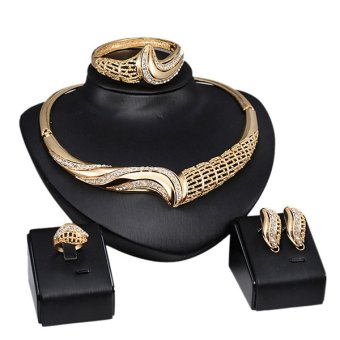 Sanwood โกลเด้นแหวนสร้อยข้อมือสร้อยคอต่างหู Zirconia แต่งงานเจ้าสาวชุดเครื่องเพชรพลอย Sanwood โกลเด้นแหวนสร้อยข้อมือสร้อยคอต่างหู Zirconia แต่งงานเจ้าสาวชุดเครื่องเพชรพลอย