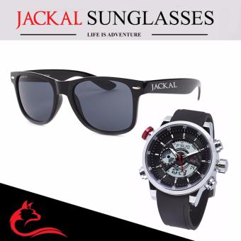 แว่นกันแดด JACKAL รุ่น Traveller JS001 สีดำ & นาฬิกาข้อมือชาย JACKAL รุ่น Marble Fox J003 สีเงิน แว่นกันแดด JACKAL รุ่น Traveller JS001 สีดำ & นาฬิกาข้อมือชาย JACKAL รุ่น Marble Fox J003 สีเงิน