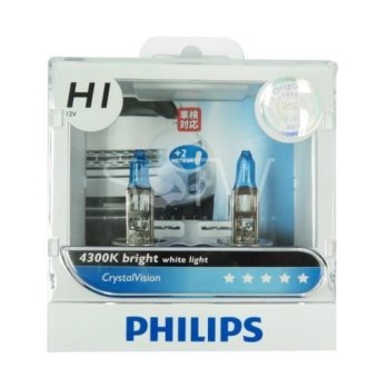 Philips หลอดไฟ หน้า รถยนต์ H1 รุ่น Crystal Vision white 4300K สีขาว สะดุดตา Philips หลอดไฟ หน้า รถยนต์ H1 รุ่น Crystal Vision white 4300K สีขาว สะดุดตา