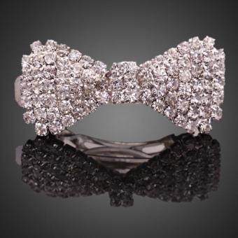เครื่องประดับแฟชั่น Bling เงิน Rhinestone กุทัณฑ์ด้านข้างที่ผูกปมกิ๊บคลิป เครื่องประดับแฟชั่น Bling เงิน Rhinestone กุทัณฑ์ด้านข้างที่ผูกปมกิ๊บคลิป
