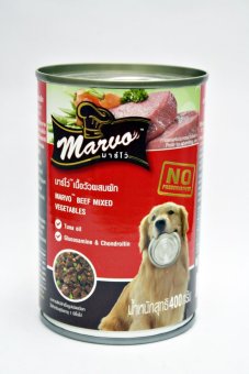 Marvo เนื้อวัวผสมผัก อาหารสุนัขชนิดเปียก(กระป๋อง) 400g.x6 Marvo เนื้อวัวผสมผัก อาหารสุนัขชนิดเปียก(กระป๋อง) 400g.x6