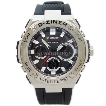 D-ZINER นาฬิกาข้อมือชาย 2 ระบบ เรือนเงิน สายยางแข็ง (สีดำ) D-ZINER นาฬิกาข้อมือชาย 2 ระบบ เรือนเงิน สายยางแข็ง (สีดำ)