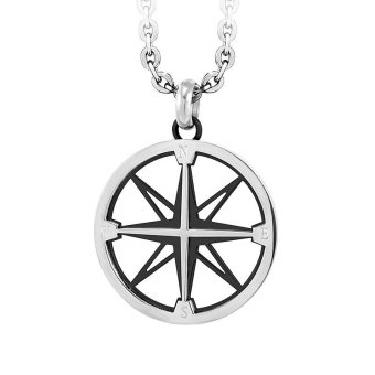 555jewelry 316L Pendantจี้วงกลมรูปเข็มทิศ รุ่นMNP-208T-DสีSteel/Black 555jewelry 316L Pendantจี้วงกลมรูปเข็มทิศ รุ่นMNP-208T-DสีSteel/Black