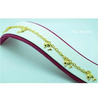 Thai Jewelry สร้อยข้อมือทอง ลายโซ่ห้อยปลาโลมา งานทองชุบไมครอน ชุบเศษทองคำแท้ 96.5% น้ำหนัก 2 สลึง ยาว 6.5 นิ้ว Thai Jewelry สร้อยข้อมือทอง ลายโซ่ห้อยปลาโลมา งานทองชุบไมครอน ชุบเศษทองคำแท้ 96.5% น้ำหนัก 2 สลึง ยาว 6.5 นิ้ว