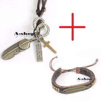 A-shop สร้อยคอสายหนังพร้อมจี้ ใบไม้ ไม้กางเขน แหวนกลม ป้ายเหล็ก และสร้อยข้อมือหนังเชือกถัก ใบไม้ สไตล์วินเทจ Necklace02L+ Leaves0552 A-shop สร้อยคอสายหนังพร้อมจี้ ใบไม้ ไม้กางเขน แหวนกลม ป้ายเหล็ก และสร้อยข้อมือหนังเชือกถัก ใบไม้ สไตล์วินเทจ Necklace02L+ Leaves0552