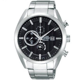 ALBA Chronograph นาฬิกาข้อมือผู้ชาย สีดำ/เงิน สายสแตนเลส รุ่น AF8T49X1 ALBA Chronograph นาฬิกาข้อมือผู้ชาย สีดำ/เงิน สายสแตนเลส รุ่น AF8T49X1