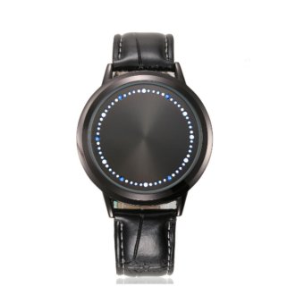Neptune นาฬิกาข้อมือ นาฬิกาแฟชั่น ผู้หญิง ผู้ชาย สีดำ LED Digital Watches Touch Screen Leather Band Couple Sport Wrist Watch Black image