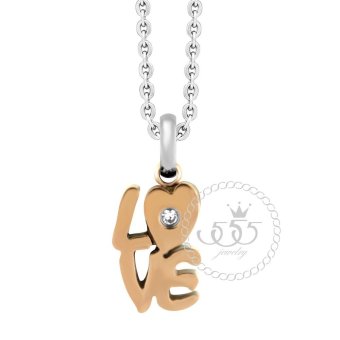 555jewelry จี้เล็กๆแสนน่ารัก ฉลุเป็นคำว่า LOVEประดับด้วย CZ รุ่น MNC-P088-C สี Pink Gold 555jewelry จี้เล็กๆแสนน่ารัก ฉลุเป็นคำว่า LOVEประดับด้วย CZ รุ่น MNC-P088-C สี Pink Gold