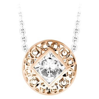 555jewelry จี้วงกลมสองเลเยอร์ประดับด้วย CZ เม็ดใหญ่สีขาว รุ่น MNC-P093-C สี Pink Gold 555jewelry จี้วงกลมสองเลเยอร์ประดับด้วย CZ เม็ดใหญ่สีขาว รุ่น MNC-P093-C สี Pink Gold