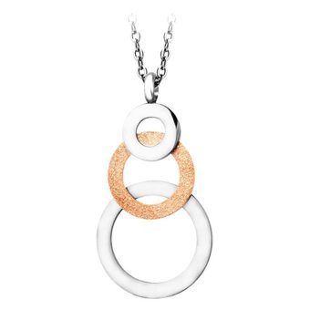 555jewelry จี้รูปวงกลมเรียงทับซ้อนกัน รุ่น MNC-P520-C สี Pink Gold และสี Steel 555jewelry จี้รูปวงกลมเรียงทับซ้อนกัน รุ่น MNC-P520-C สี Pink Gold และสี Steel