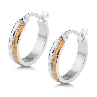 555jewelry ต่างหู สแตนเลสสตีล - ต่างหูห่วงขนาดพอเหมาะ (สี - พิ้งโกลด์-สตีล) รุ่น MNC-ER577-C 555jewelry ต่างหู สแตนเลสสตีล - ต่างหูห่วงขนาดพอเหมาะ (สี - พิ้งโกลด์-สตีล) รุ่น MNC-ER577-C