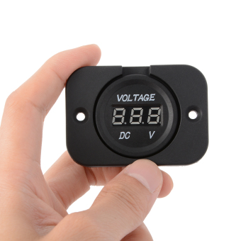 เครื่องวัดแรงดันไฟฟ้า สำหรับ DC 12V-24V รถยนต์ รถจักรยานยนต์ รถบรรทุก (ไฟ LED สีเขียว)
