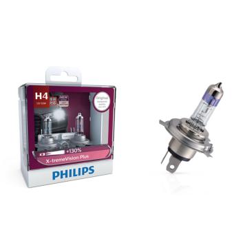 Philips หลอดไฟ รถยนต์ H4 รุ่น X-TREME Vision Plus Upgrade ความสว่าง +130% Philips หลอดไฟ รถยนต์ H4 รุ่น X-TREME Vision Plus Upgrade ความสว่าง +130%