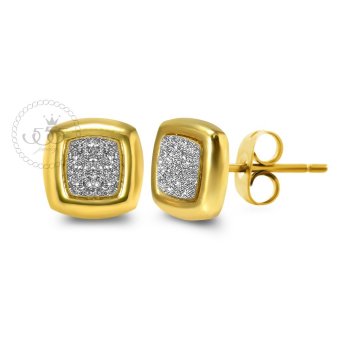 555jewelry เครื่องประดับ ต่างหูสตั๊ด สแตนเลสสตีล ก้านเสียบดีไซน์Cushionขอบเรียบแต่งผิวทราย สีทอง รุ่น MNC-ER334-B 555jewelry เครื่องประดับ ต่างหูสตั๊ด สแตนเลสสตีล ก้านเสียบดีไซน์Cushionขอบเรียบแต่งผิวทราย สีทอง รุ่น MNC-ER334-B