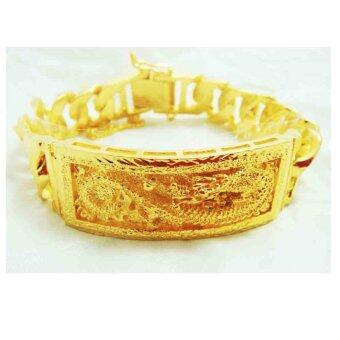 Thai Jewelry สร้อยข้อมือ เลส ลายมังกร ผู้ชาย งานทองไมครอน ชุบด้วยเศษทองคำแท้ 96.5 % น้ำหนัก 5 บาท ความยาว 7.5 นิ้ว Thai Jewelry สร้อยข้อมือ เลส ลายมังกร ผู้ชาย งานทองไมครอน ชุบด้วยเศษทองคำแท้ 96.5 % น้ำหนัก 5 บาท ความยาว 7.5 นิ้ว