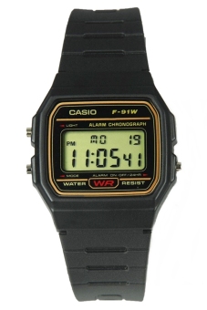 Casio Standard นาฬิกาข้อมือ ระบบดิจิตอล สีดำ สายเรซิ่น รุ่น F-91WG-9 Casio Standard นาฬิกาข้อมือ ระบบดิจิตอล สีดำ สายเรซิ่น รุ่น F-91WG-9