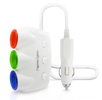 Charging kit ที่จุดบุหรี่ในรถยนต์ 3 Socket และช่องเสียบที่ชาร์จแบตในรถยนต์ 2 usb port สีขาว Charging kit ที่จุดบุหรี่ในรถยนต์ 3 Socket และช่องเสียบที่ชาร์จแบตในรถยนต์ 2 usb port สีขาว
