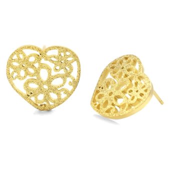 555jewelry ต่างหูก้านเสียบรูปหัวใจฉลุลายดอกไม้ รุ่น MNC-ER454-B สี Yellow Gold 555jewelry ต่างหูก้านเสียบรูปหัวใจฉลุลายดอกไม้ รุ่น MNC-ER454-B สี Yellow Gold