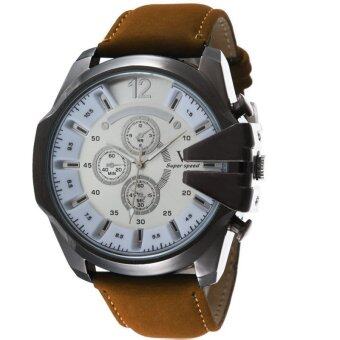 MEGA Luxury Quartz Waterproof Leather Watchband Outdoor Fashion Analog Wristwatch หรูหรานาฬิกาข้อมือ สายหนัง กันน้ำ รุ่น MG0018 (White/Brown) MEGA Luxury Quartz Waterproof Leather Watchband Outdoor Fashion Analog Wristwatch หรูหรานาฬิกาข้อมือ สายหนัง กันน้ำ รุ่น MG0018 (White/Brown)