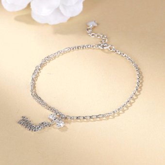 TANITTgemsสร้อยข้อมือเส้นคู่เงินแท้Silver92.5%ลายโบว์ประดับเพชร TANITTgemsสร้อยข้อมือเส้นคู่เงินแท้Silver92.5%ลายโบว์ประดับเพชร