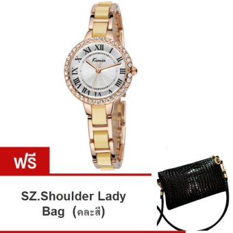 Kimio นาฬิกาข้อมือผู้หญิง สีทอง หน้าปัดสีขาว สาย Alloy รุ่น KW506 ( แถมฟรี SZ. Shoulder Lady Bag คละสี 1ใบ มูลค่า 299-) Kimio นาฬิกาข้อมือผู้หญิง สีทอง หน้าปัดสีขาว สาย Alloy รุ่น KW506 ( แถมฟรี SZ. Shoulder Lady Bag คละสี 1ใบ มูลค่า 299-)