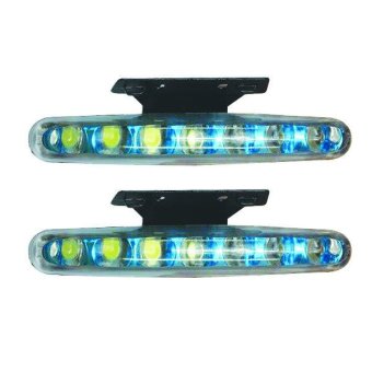 SCH XFlash Sphere DRL ไฟ เดย์ไลท์ แสงขาว LED 7 ดวง กรอบโครเมี่ยม - สีฟ้า SCH XFlash Sphere DRL ไฟ เดย์ไลท์ แสงขาว LED 7 ดวง กรอบโครเมี่ยม - สีฟ้า