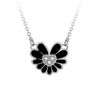 555jewelry จี้พร้อมสร้อย สแตนเลสสตีล - จี้ดีไซน์สวยรูปดอกไม้ (สี ดำ-สตีล) 555jewelry จี้พร้อมสร้อย สแตนเลสสตีล - จี้ดีไซน์สวยรูปดอกไม้ (สี ดำ-สตีล)