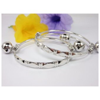 Thai Jewelry กำไลข้อเท้าเด็ก ห้อยกระดิ่ง ชุบทองคำขาว ลายไผ่จีน งานชุบไมครอน น้ำหนัก 1 บาท Thai Jewelry กำไลข้อเท้าเด็ก ห้อยกระดิ่ง ชุบทองคำขาว ลายไผ่จีน งานชุบไมครอน น้ำหนัก 1 บาท